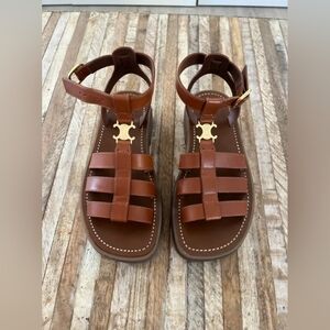 Celine Triomphe Leather Sandals
